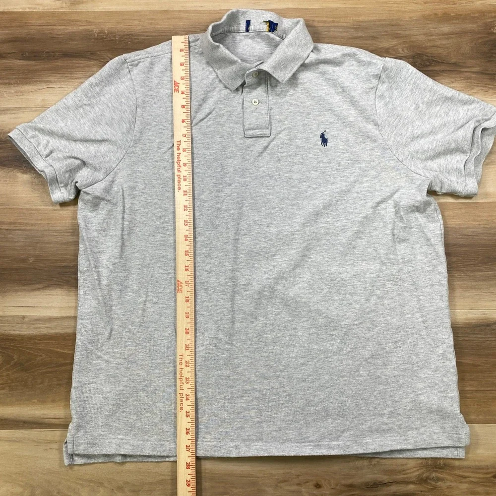 Polo Ralph Lauren Polo Shirt Men XL Classic Cotton Pique Gray Minimalist Casual